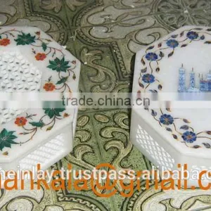 Inlay Marble Box, Marble Inlay Decorative Boxes, Marble Inlay Jewellery Boxes thumbnail-1