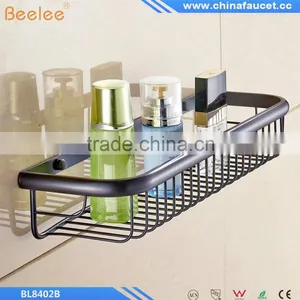 Black Oil Rubbed Bronze Bathroom Brass Material Shower Baskets Wall Mounted Bathroom Shelf thumbnail-4