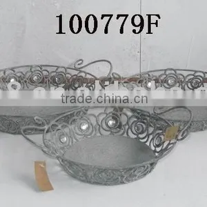 100779F-S/3 Round Metal Rose Basket thumbnail-1