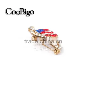 Fashion Jewelry Charming USA Flag Brooch Rhinestone Crystal Army Wedding Gift National Day Promotion Apparel Accessories thumbnail-4