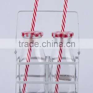 Glass Bottle With Straw With Metal Rack(CCP843/2T) thumbnail-1