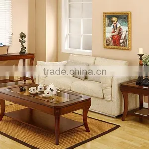CF30030 Wooden Coffee Table End Sofa Console Table and Wooden Table With Glass Top thumbnail-1