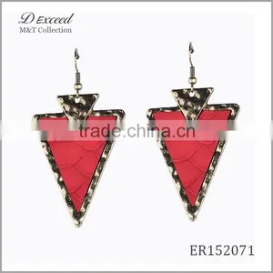 Wholesale Jewelry Fashion Designs Ladies/Women's Punk Style Snake Pattern Leather Triangle Earrings Dangle Earrings thumbnail-4