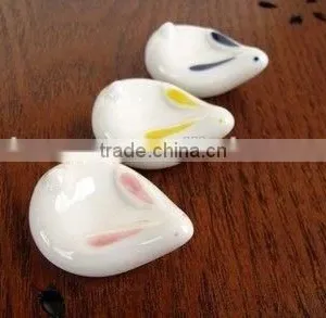 Cute Hand Made Chinese Ceramic Cartoon Cat, Panda, Rubblit & Dog Pattern Chopsticks Rest Knife Fork Holder thumbnail-4