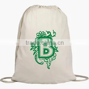 New Fashion Design China Wholesale 100% Cotton Sport Drawstring Backpack thumbnail-1