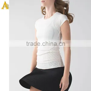 China Manufacturing Direct Sale Cheap Women Fabric T Shirt Gym Sports thumbnail-1