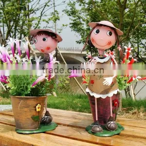 Outdoor Decoration Mini Metal Doll Flower Pots thumbnail-1