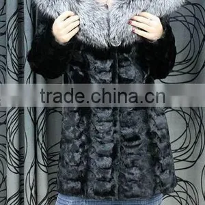 Fashion Genuine Mink Fur Coat With Fox Fur Hood for Women MC12 thumbnail-1