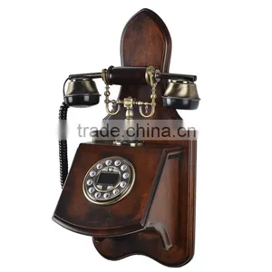 Antique Wooden Phone Home Decorative Wall Mounted Telephone Corded thumbnail-1