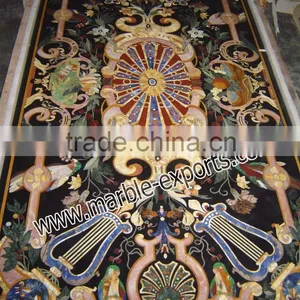 Rectangle Pietra Dura Tables, Italian Dining Table Tops Multi Colors Stone Inaly thumbnail-1
