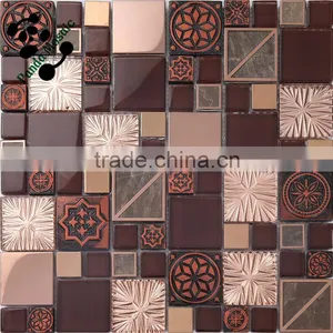 SMP21 Foshan Wholesale Stock Mosaic Glass Tile Mosaic Brick Pattern Wallpaper thumbnail-3