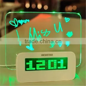 Led Alarm Clock With Usb Fluoresent Pen Clock With Leaving Message thumbnail-4