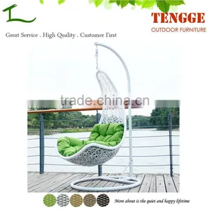 TG15-0139 Half Moon Shape White Resin Wicker Swing Chair thumbnail-1