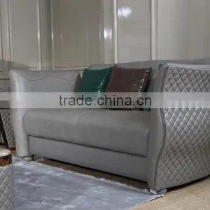 Grey Color Genuine Leather Tufted Sofa Set, Special Design Modern Living Room Leather Sofa(MOQ=1 SET) thumbnail-2