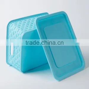 Vivinature Plastic Rattan Storage Basket With Cover thumbnail-4