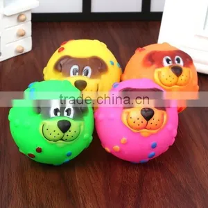 CY190 Various Colours Lovely Face Molar Dog Ball With Squeaker Sound Puppy Pet Dogs Chew Toy thumbnail-1
