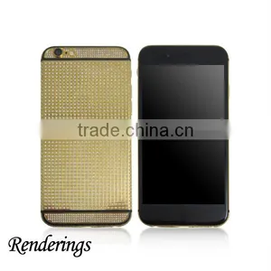 24K Gold With Partly Diamond Luxury Back Housing for Iphone 6s/6s Plus Back Cover,for Iphone 6s Gold Housing Diamond thumbnail-5