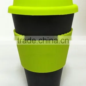 14OZ Bamboo Fiber Mug Cup With Silicone Lid thumbnail-1