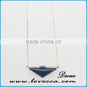Cheap Raw Turquoise Gold Necklace Triangle Gemstone Pendant Necklace thumbnail-3
