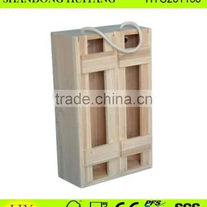 Natural Unfinished Pine Wood 2bottle Wine Box Wholesale thumbnail-1