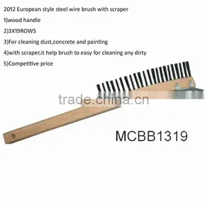 European Style Steel Wire Brush With Scraper thumbnail-1