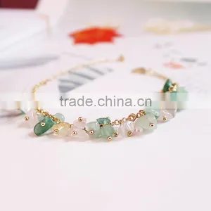 Raw Stone Charms Gold Chain Bracelet Crushed Stone Bracelet thumbnail-3