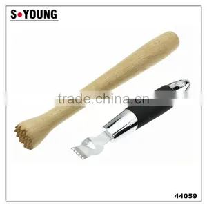 44059 Set of Stainless Steel Lemon Grater Zester With Channel Knife and Wood Hammer thumbnail-1
