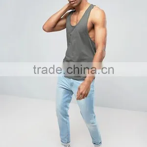 2017 Cheapest Wholesale High Quality Summer Custom Grey Gym Wear Comfortable Cotton Spandex Casual Men's Sport Tank Tops thumbnail-4