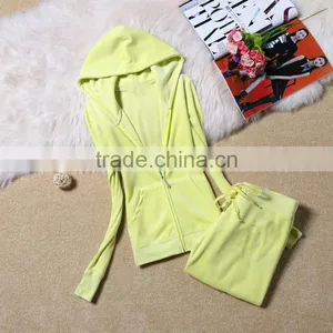 Women Velvet Suit Velour Track Suit Lady Hoody Sweater OEM China thumbnail-1