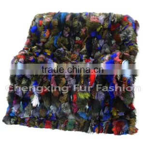CX-D-124 Home Decora Wholesale Patchwork Colorful Fox Fur Throw Blanket thumbnail-4