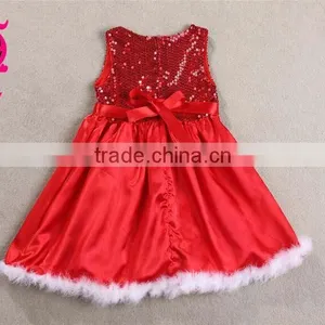Wholesale Fall New Fashion Baby Girls Red Sequined Sleeveless Dresses Baby Girl Christmas Priness Dress thumbnail-1