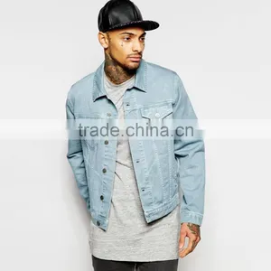 Custom Jacket Light Blue Fashion Style Denim Casual Jacket OEM Factory thumbnail-1