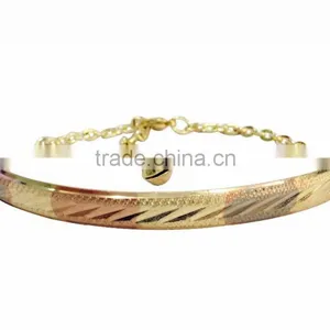 Micron Finish Three Tone Imitation Bangle Bracelet With Extension Link Chain thumbnail-1