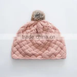 F40866A Crochet Kids Hat Fashion Winter Kids Hats Caps Beanie Hats With Topball thumbnail-4