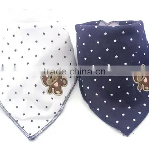 China Cute Baby Gift Applique Cotton Custom Absorbent Dribbler Wholesale Bandana Baby Bibs thumbnail-2
