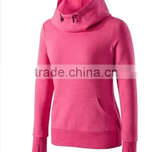 2018 High Quality Custom CVC Fleece New Design Fashion Blank Hooded Lady Hoody thumbnail-1