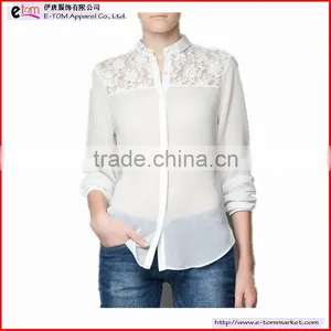 Womens Chiffon Lace Top Casual Shirt With Long Sleeves SX11001 thumbnail-1