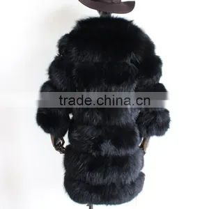Myfur 2017 Winter Wholesale Women Fashion Raccoon Fur Coat and Jackets in Black thumbnail-3