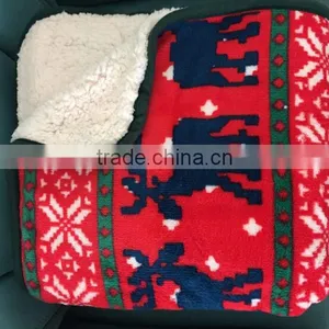 Xmas Logo Pattern Printed Microfiber Sherpa Blankets thumbnail-1