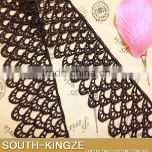 Flower Floral Venice Venise Black Lace Applique Sewing Trims DIY Craft 4.3cm Width thumbnail-1
