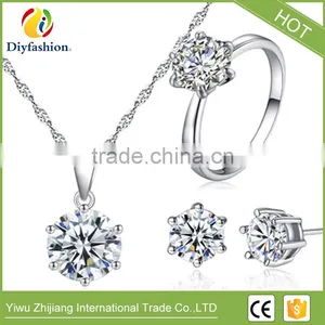 2017 Hot Selling White Gold Plated Jewelry Three-Piece Suit With Cubic Zircon Earring Ring And Necklace thumbnail-1