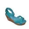 Cheap New Designs Fashion Comfortable Blue Color PU Ladies Wedge Sandals With 9cm Heels thumbnail-1