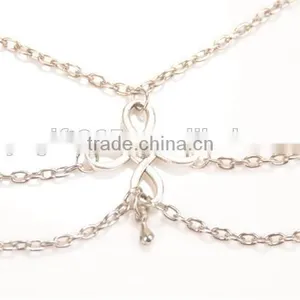 Silver Tone Three Layers Chinese Knot Simple Anklet Foot Chain thumbnail-4