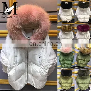 2017 Hot Selling New Design Women Real Big Raccoon Fur Collar New Down Coat thumbnail-1
