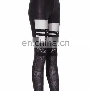 Gothic Snake Skin Imitation Garter Belt Detail Leggings thumbnail-3
