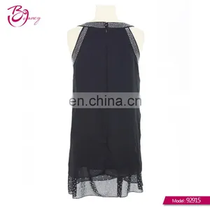 Woman Stylelish Neck Round Solid Black Two Piece Chiffon Blouse thumbnail-2