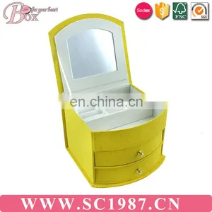Yellow Music Operator Three Layer Jewelry Box With Mirror thumbnail-1