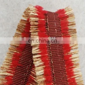 Fashion Cotton Red Fringe Tassel With Gold Lurex Trimming for Dresses thumbnail-4