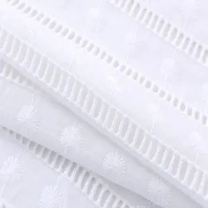 Net Embroidered White Cotton Fabric Lace Embroidery thumbnail-2
