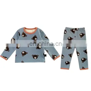 4142/2020 Newest Winter Fashion Fleece-lined Kids Pajamas Sets Causal Cute Warm Toddler Girl Sets thumbnail-1